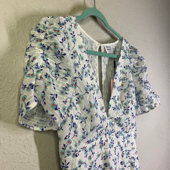 HELLO MOLLY Dress 8 Flower Garden VNeck Keyhole Back Hidden Zipper Ruched Sleeve - Picture 10 of 16